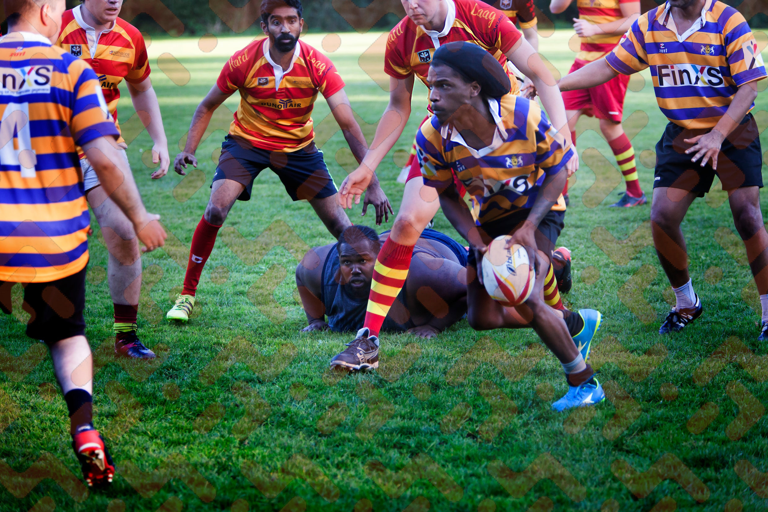Actie foto, mensen spelen rugby